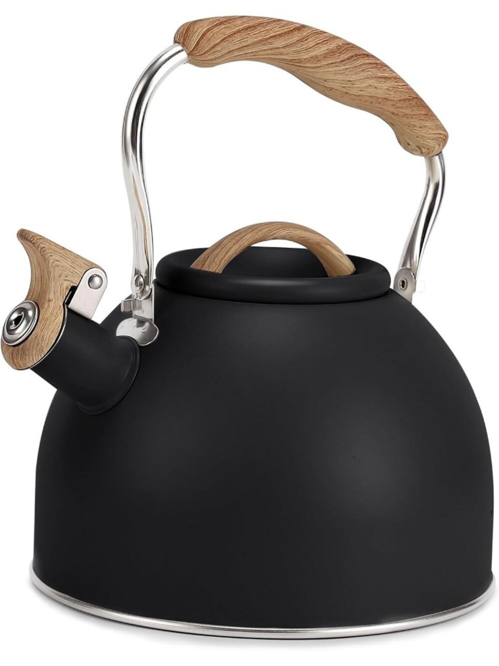 Black Kitchen Whistling Tea Kettle 100 OZ / 3 L Stainless Steel Stovetop Teapot